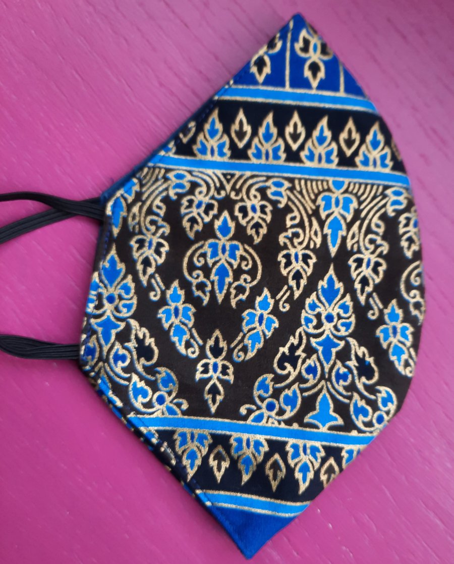 Blue and Gold Handmade Reusable Facemask 
