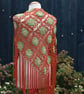 Crochet triangular shawl in sparkly gold, lime and burnt orange - design LF433 - Image 4