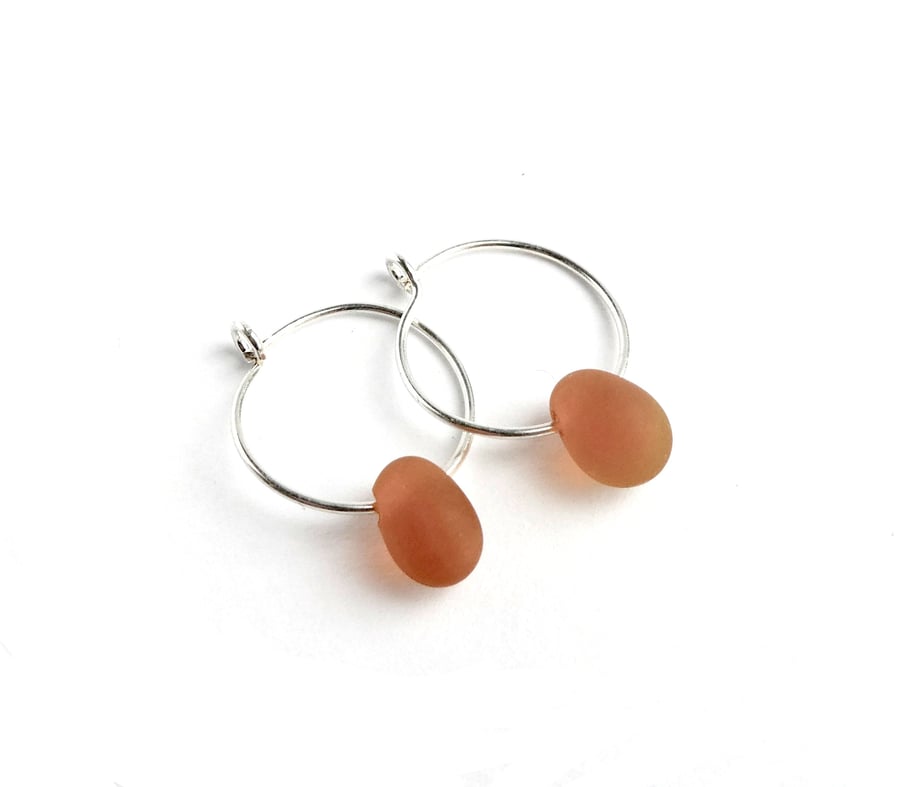 Orange Frosted Drop Glass Bead Earrings