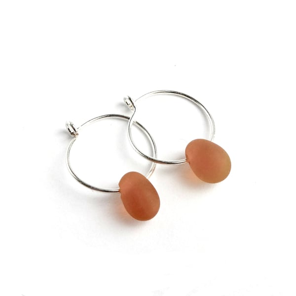Orange Frosted Drop Glass Bead Earrings