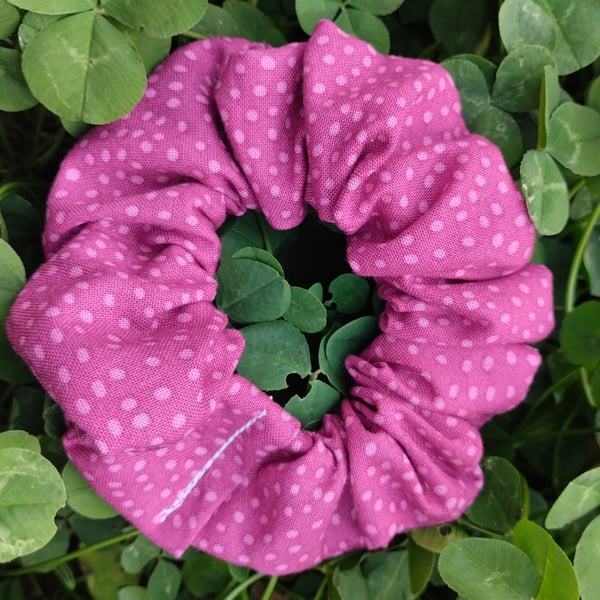 Purple dotted hair scrunchie