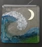 Handmade Fused Glass Wave Drinks Coaster - With Embedded Coloured Bubbles - Tile - Image 4