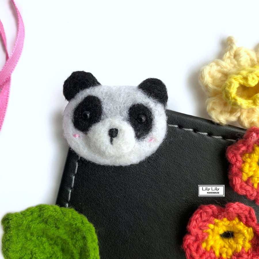 Panda magnet, needle felted by Lily Lily Handmade SALE 