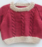 Baby's Hand Knitted Round Neck Cabled Sweater, Baby Shower Gift - Image 1