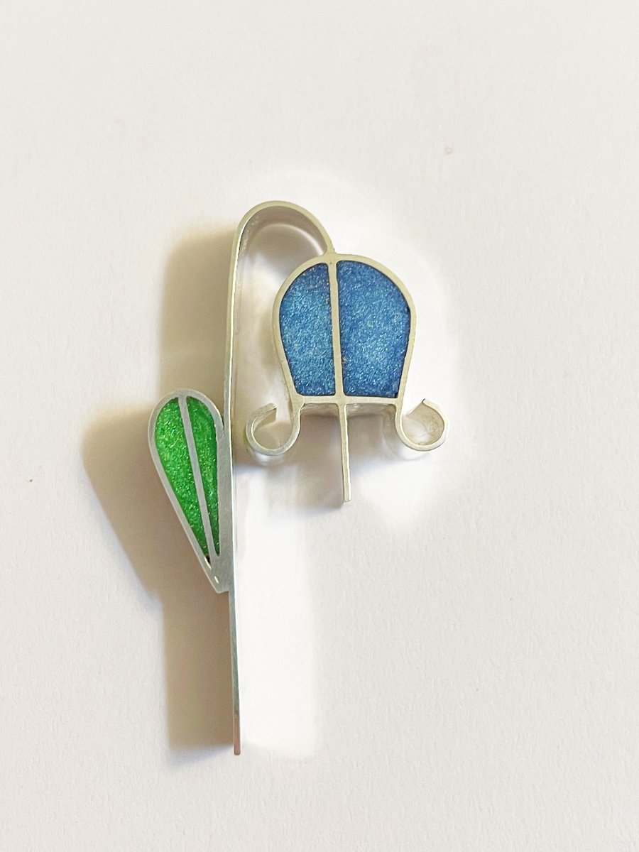 New colours Bluebell Brooch in Silver and Resin. Meaning Thank you