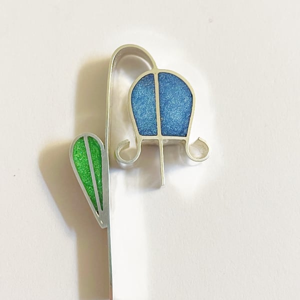 New colours Bluebell Brooch in Silver and Resin. Meaning Thank you