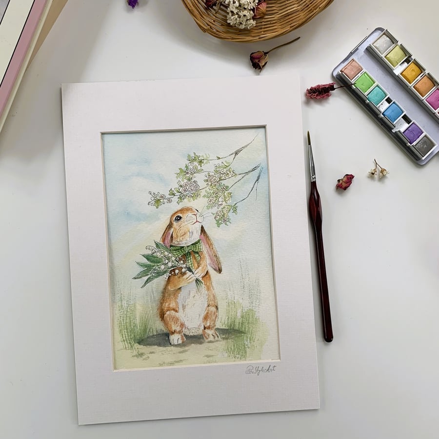 May Bunny - Rabbit art - Children's room decor