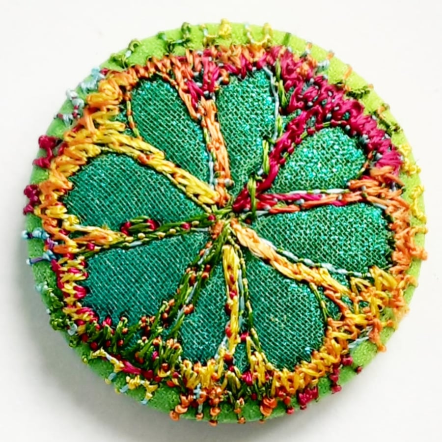 Buttons 1 inch button Hand Dyed Silks and Cottons Free Machine Embroidery Button