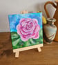 Pink rose mini canvas painting original art acrylic painting home decor