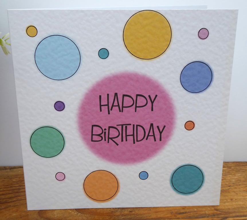 C6496   Happy Birthday Card, Hammered Card, 