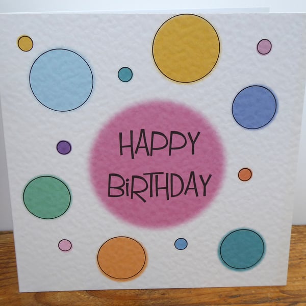 C6496   Happy Birthday Card, Hammered Card, 