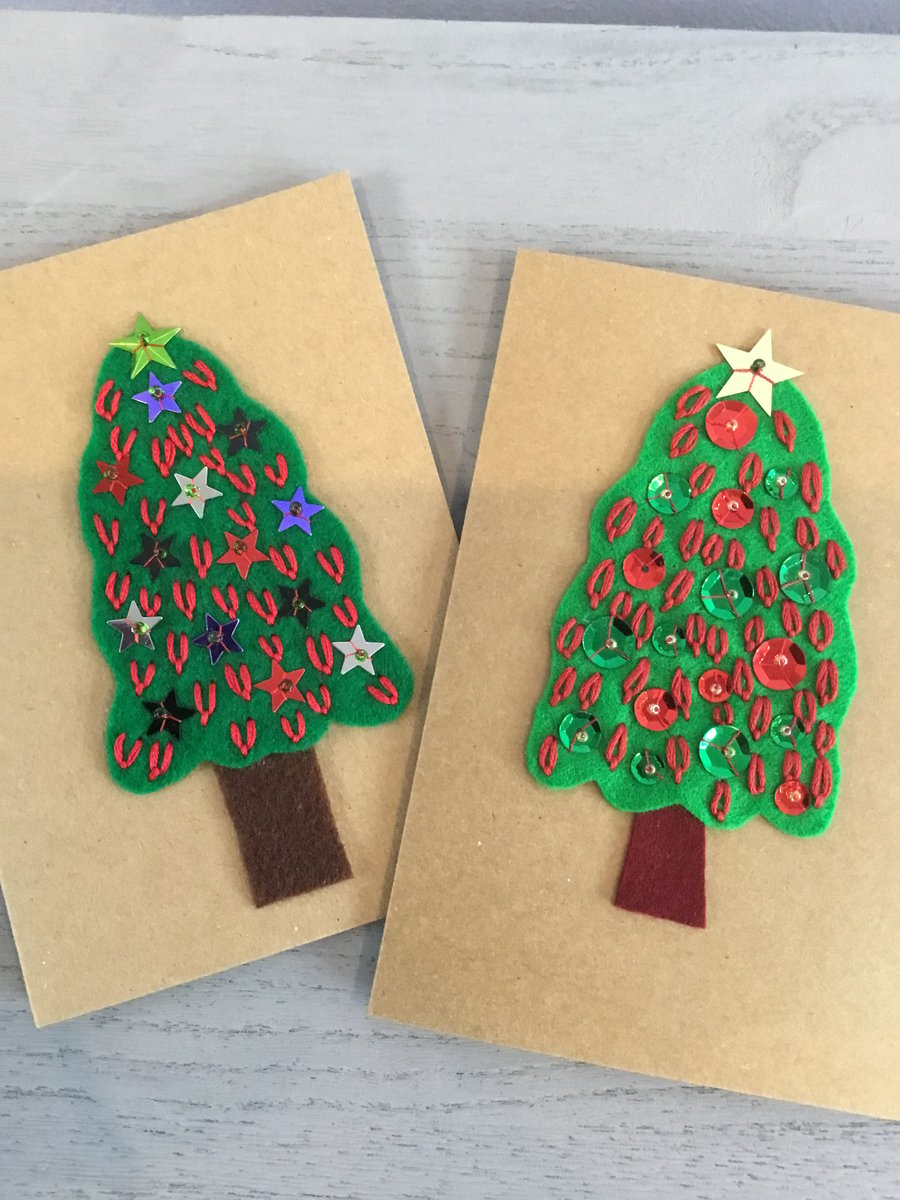 Two Cards - Sparkling Christmas Trees 