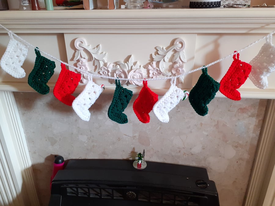 Crocheted Christmas Stocking Bunting 