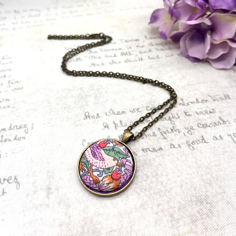 Lilac Strawberry Thief small pendant exclusive limited edition Morris lovers