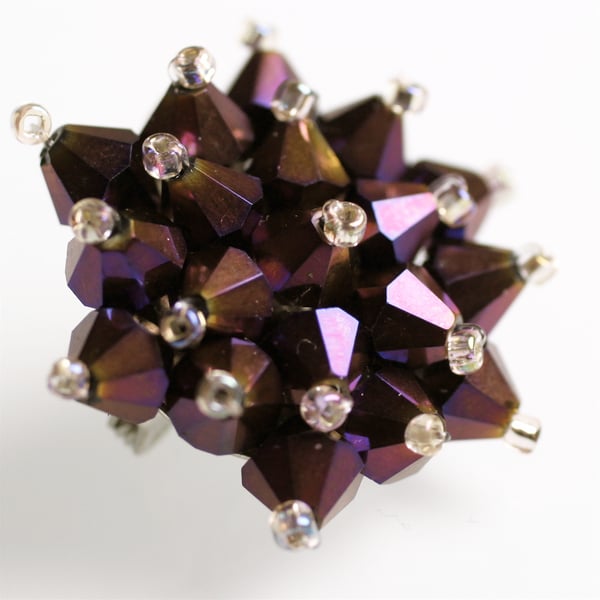 Deep Purple Crystal Bead Brooch 