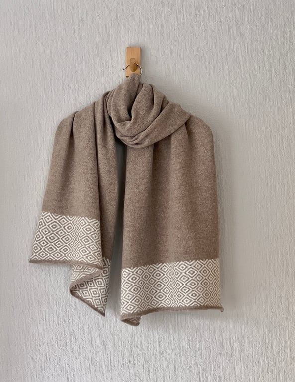 Shawl Scarf Wrap luxuriously soft merino lambswool light brown