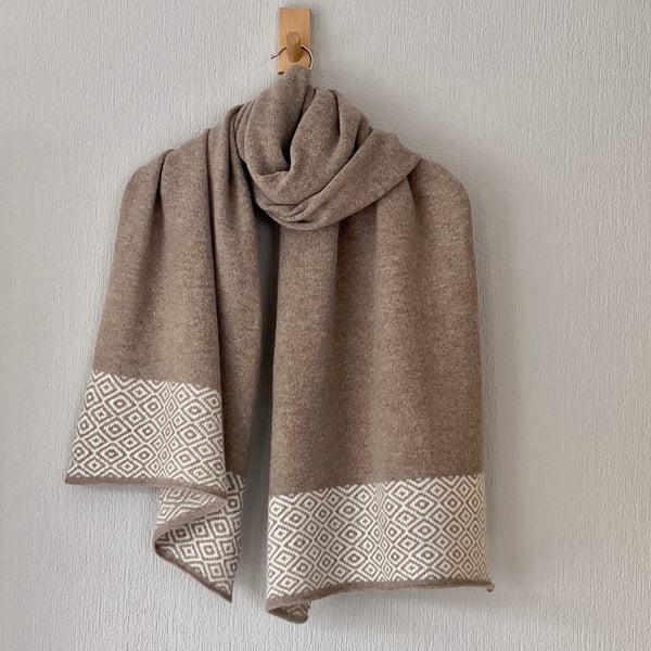 Shawl Scarf Wrap luxuriously soft merino lambswool light brown