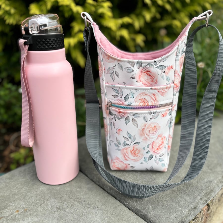 H20 Water Bottle Bag Vinyl Pink Floral