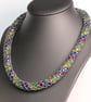 Red, Blue, Green and Yellow ‘Stained Glass’ Netted Necklace - Image 2