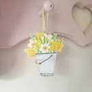 Wooden Flower, Hanging Daffodil Decoration Gift for Mother's Day