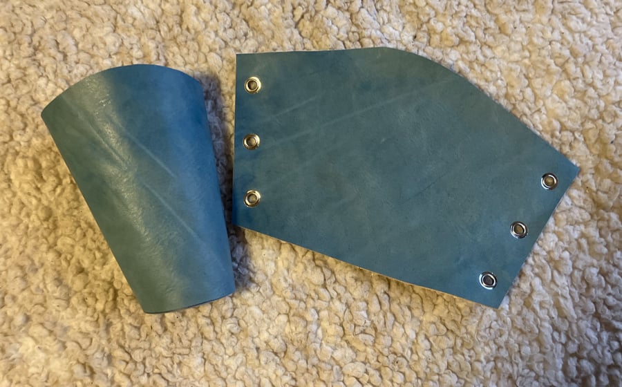 Small Pair:  Denim Blue, Ocean Blue Coloured Leather Bracers FREE SHIPPING 2 