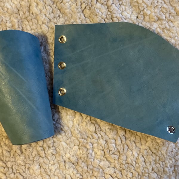 Small Pair:  Denim Blue, Ocean Blue Coloured Leather Bracers FREE SHIPPING 2 