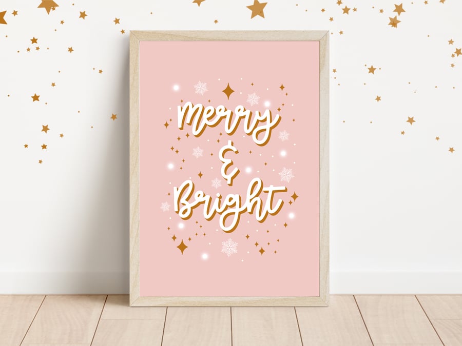 Merry and Bright Christmas Wall Art Print, Magical Christmas Prints.