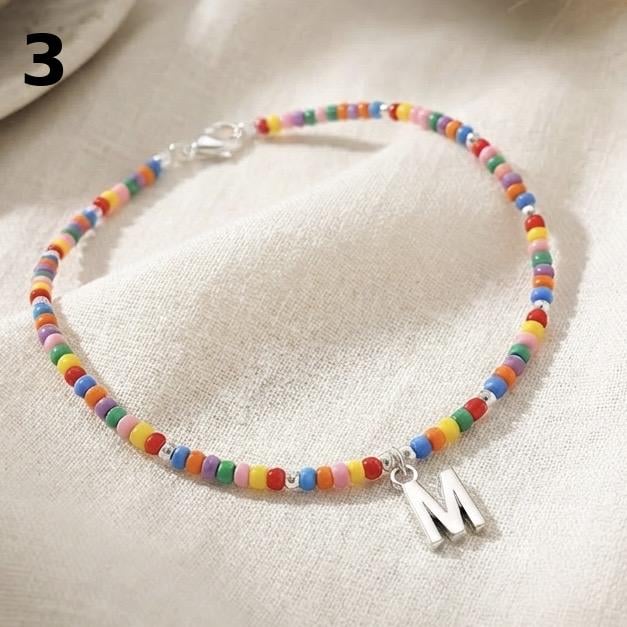 Personalised Initial Seed Bead Anklets-8 designs