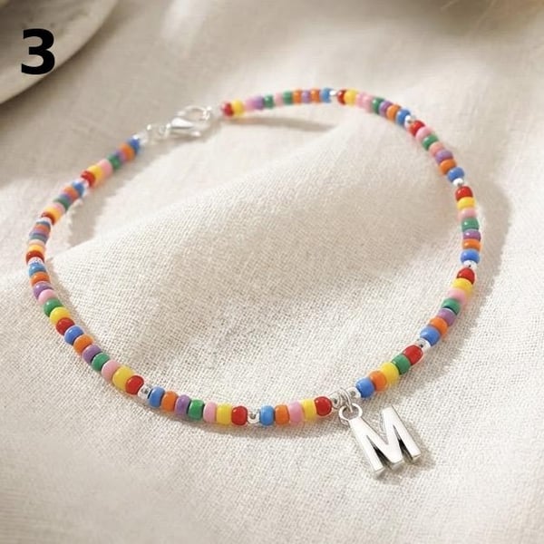Personalised Initial Seed Bead Anklets-8 designs
