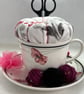 Vintage Teacup Pin Cushion and Sewing Set