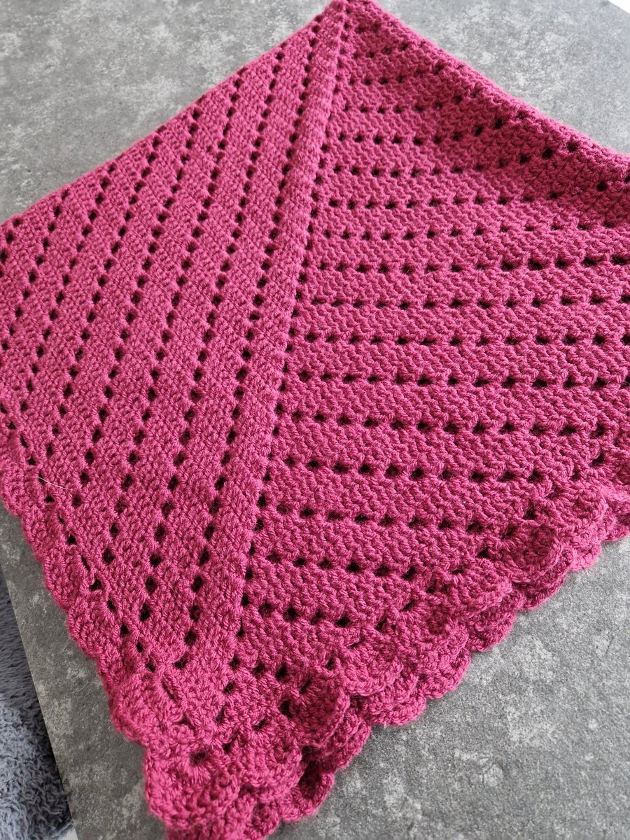 Beautiful dark raspberry crochet baby blanket