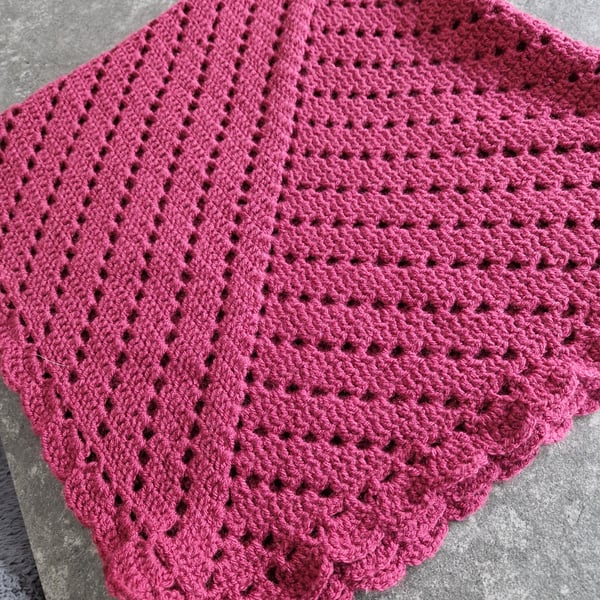 Beautiful dark raspberry crochet baby blanket