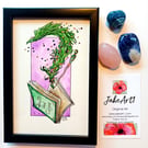 Book of Spells and Potions framed original illustration 