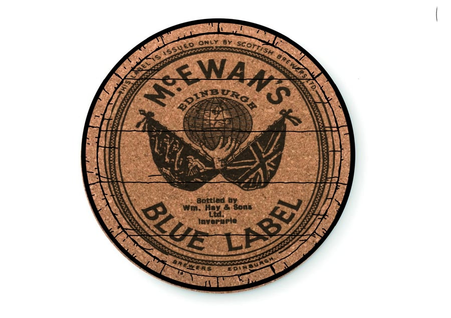 McEwan and Youngers old label cork coasters for pubs bars dens man-caves sets of