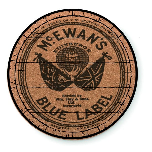 McEwan and Youngers old label cork coasters for pubs bars dens man-caves sets of