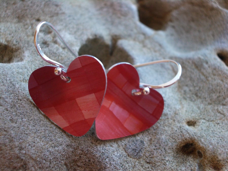 Sale - Heart earrings in salmon pink 