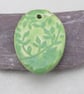 Large Apple Green Sprig Ceramic Pendant - Image 1