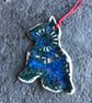 Scandi Cat hygge Christmas decoration blue green The Porcelain Menagerie - Image 2