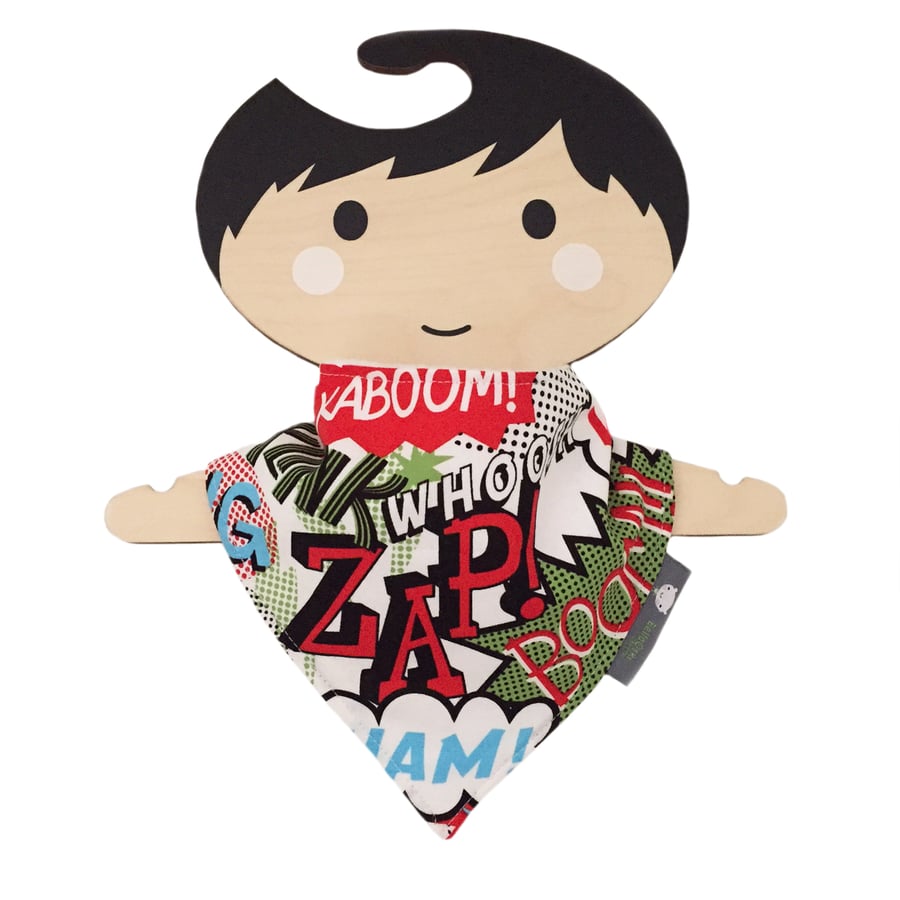 HANDMADE Baby Bandana Dribble Bib Popart "Wham" "POW" Lichtenstein Style Fabric 