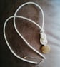 Cream Rope Long Crazy Lace Agate Pendant Necklace 32 - 34 Inch - Image 1