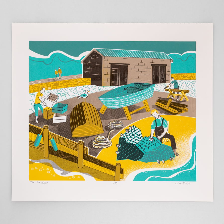 "The Boatyard" limited edition hand pulled screen print