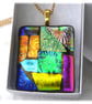 Dichroic Glass S008 Supersize Patchwork Pendant with Gold plated chain - Image 5