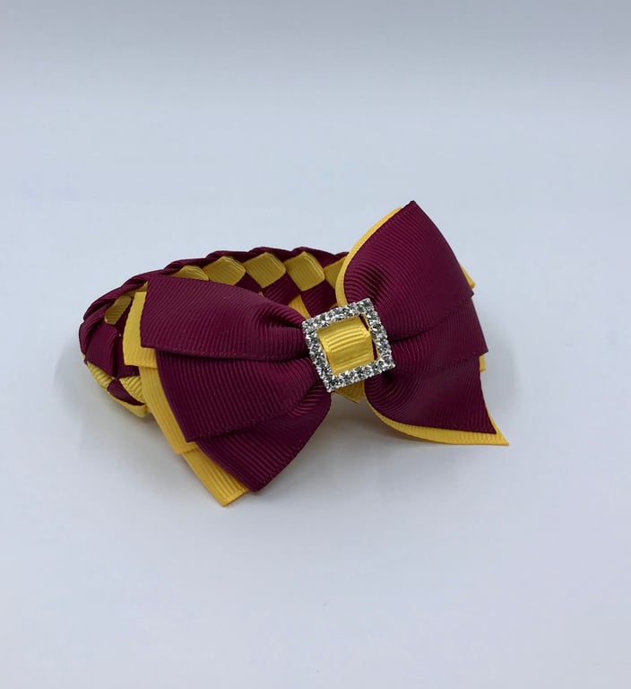School Wine and Yellow Gold Pleated Bun Wrap