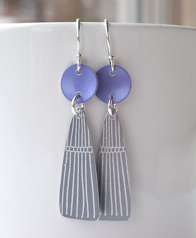 Purple and grey and earrings 