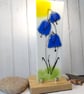 Bluebell, Harebell  fused glass panel on ash base stand - Image 2