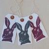 Hand printed hare tags