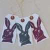 Hand printed hare tags