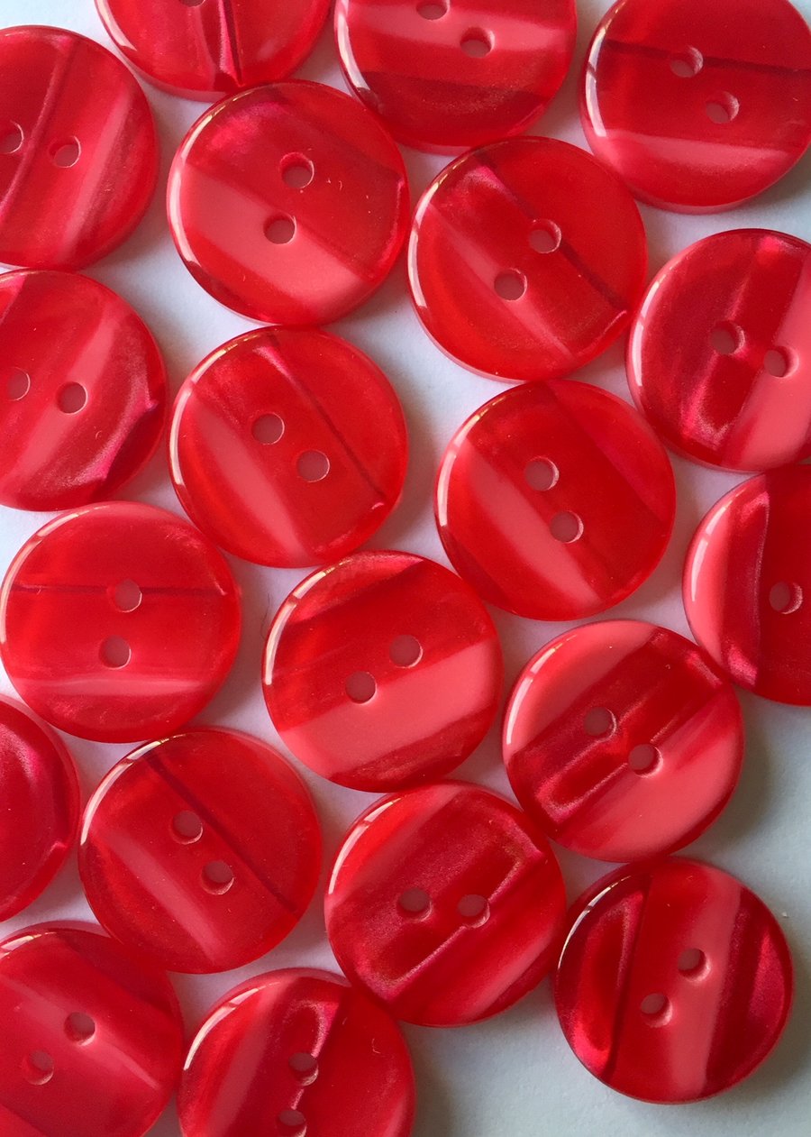 40 Red Humbug Stripe 13mm Buttons, Stripey, Stripy, Large Bag