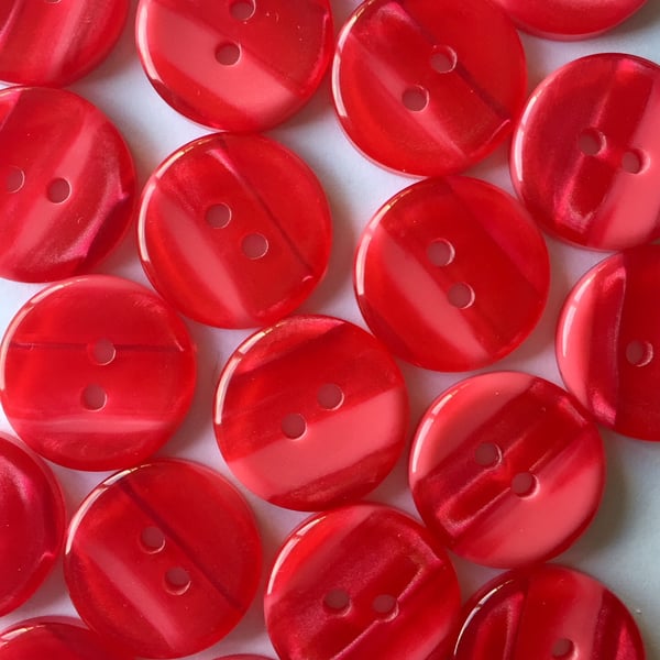 40 Red Humbug Stripe 13mm Buttons, Stripey, Stripy, Large Bag