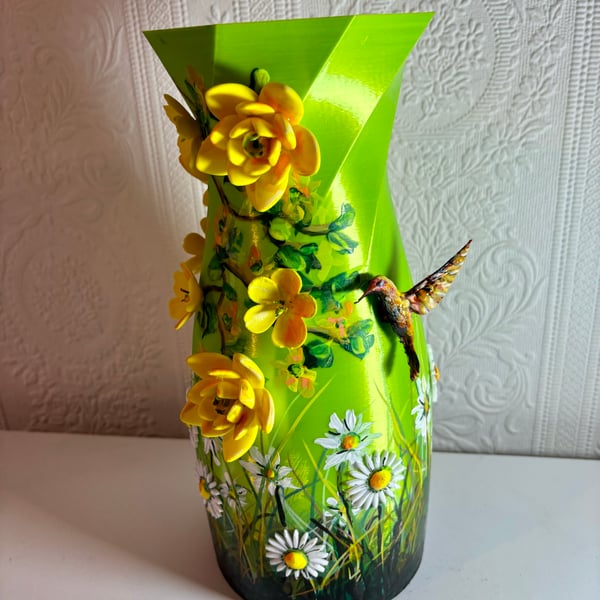A hand painted and sealed spring 3d vase by Andrew Jenkins 